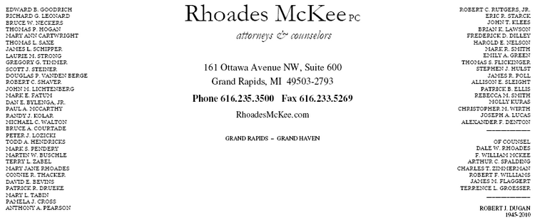 (RHOADES MCKEE LETTERHEAD)