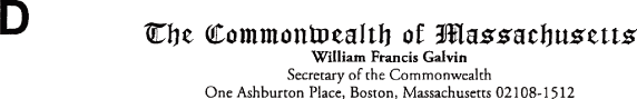 (THE COMMONWEALTH OF MASSACHUSETTS LOGO)