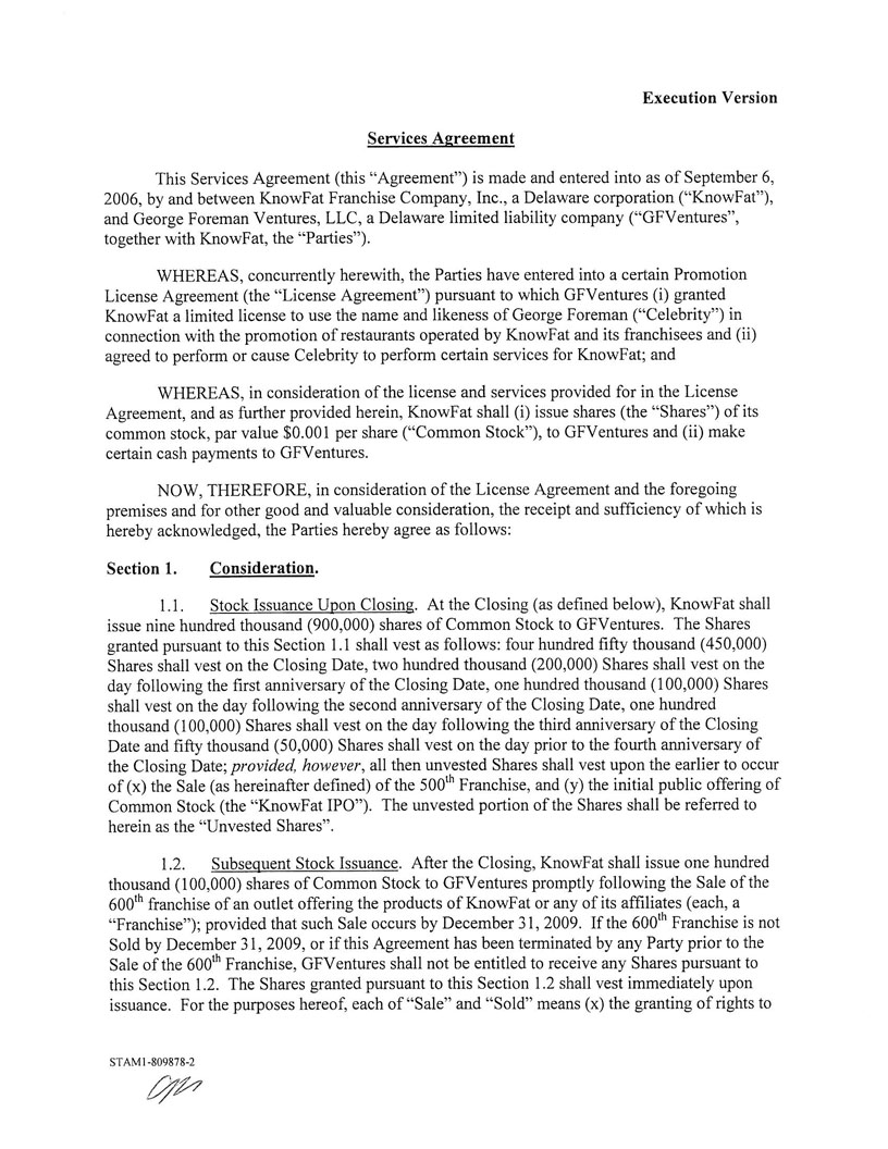 Ex 10.24 GFV Services Agreement