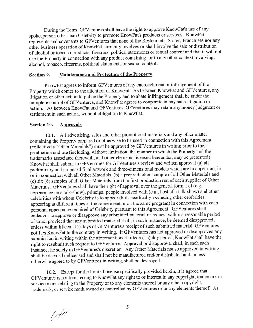 Ex 10.25 GFV Promotion License Agreement